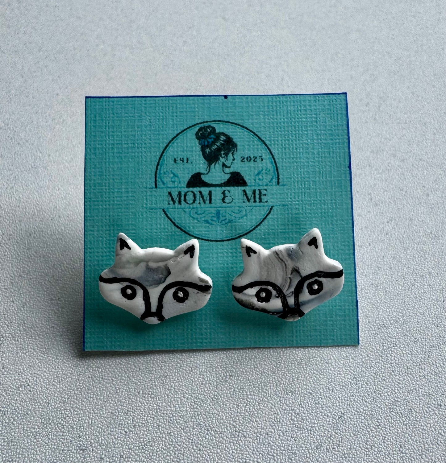 Marble Fox Polymer Clay Earrings