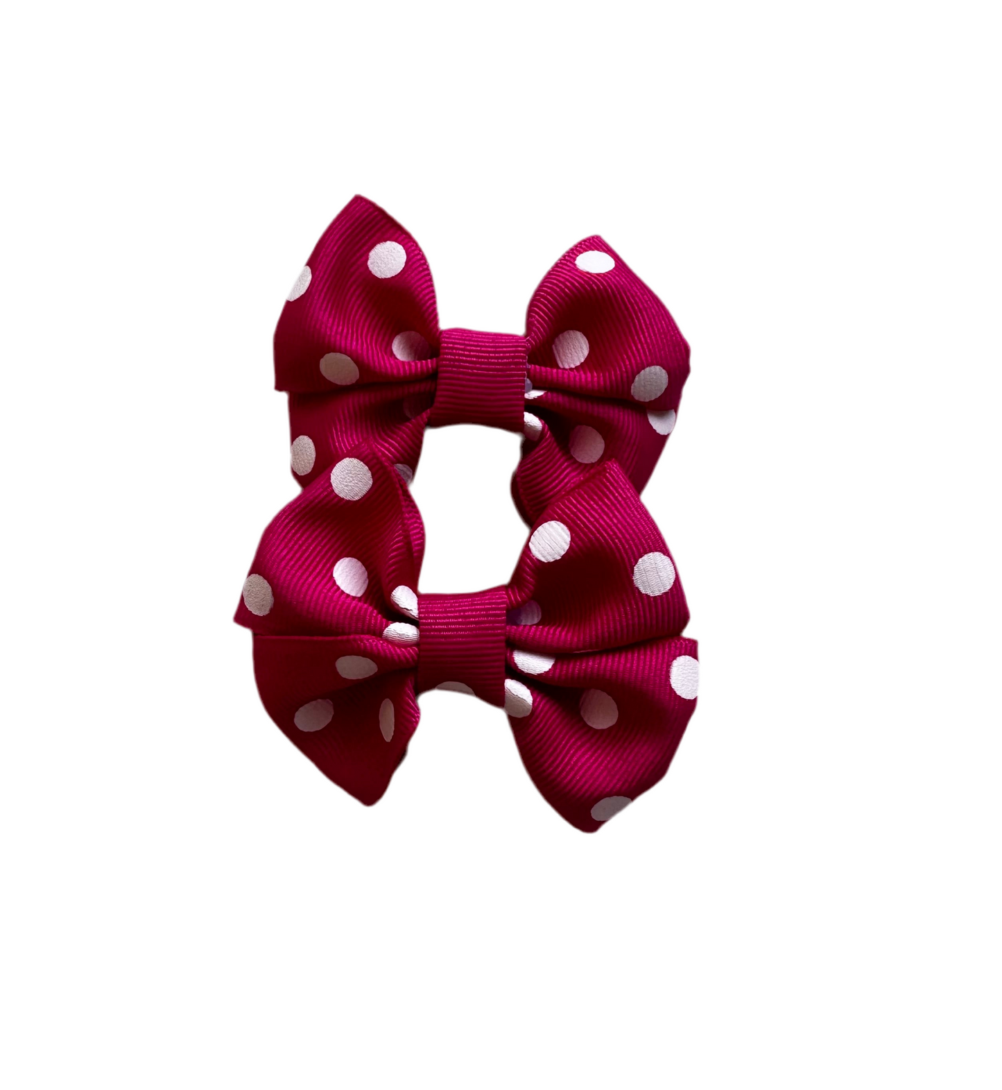 Pink Polka Dot bow clip pair