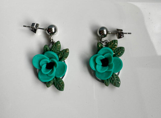 Teal Garden Glow Polymer Clay Earrings