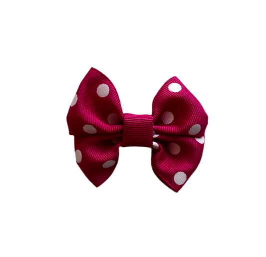 Pink Polka Dot bow clip pair